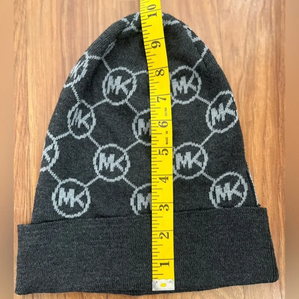 Michael Kors Logo Knit Beanie Hat Gray